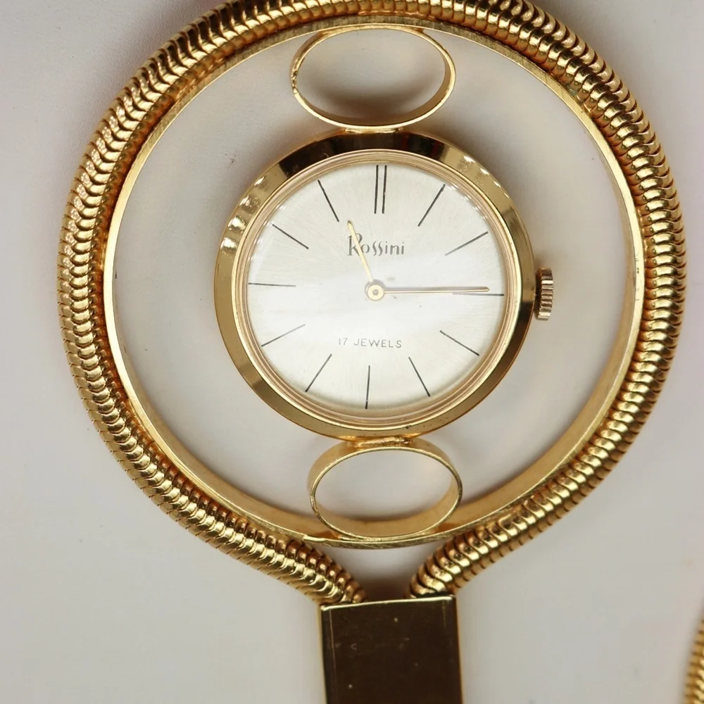 Vintage 1970s Rossini 17 Jewels Timepiece Necklace